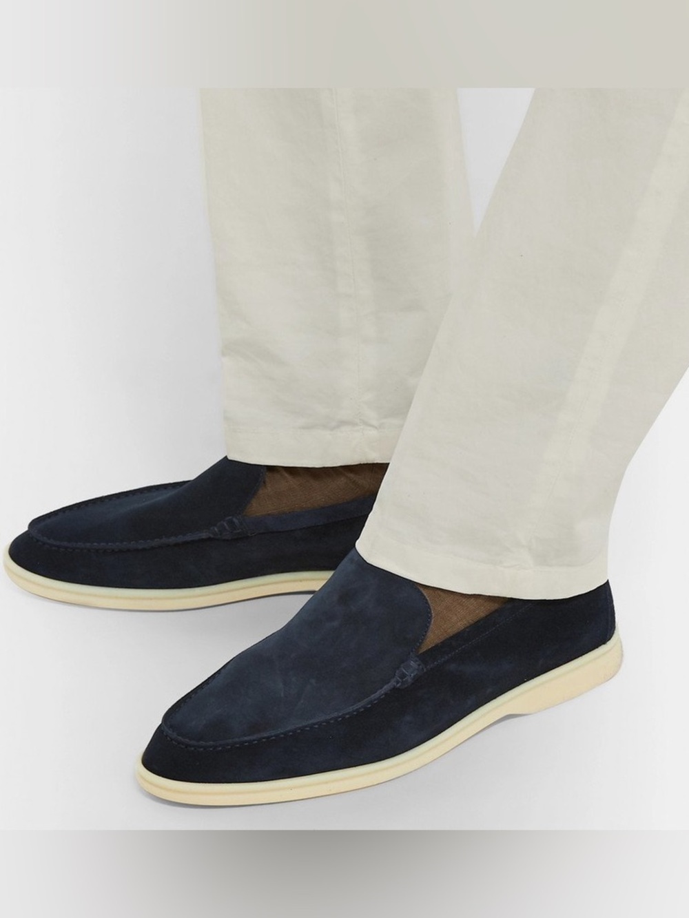 Loro Piana Summer Walk Men’s Suede Loafers Navy EUR 46